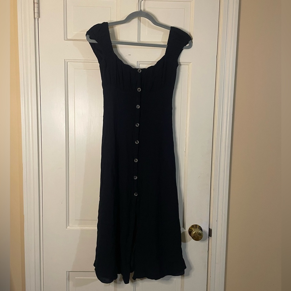 ASTR The Label Bonjour Midi Dress Small Peasant Elastic Back Panel Button Front